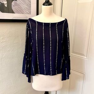 Anthropologie Floreat Navy Silver Striped Blouse